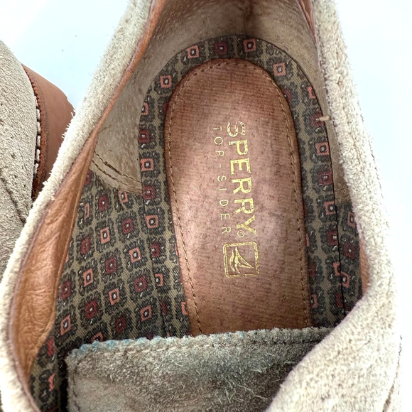 Sperry Top-Sider Women’s Suede Wingtip Oxford Shoes 6.5M Tan Leather Lug Sole - Picture 5 of 10